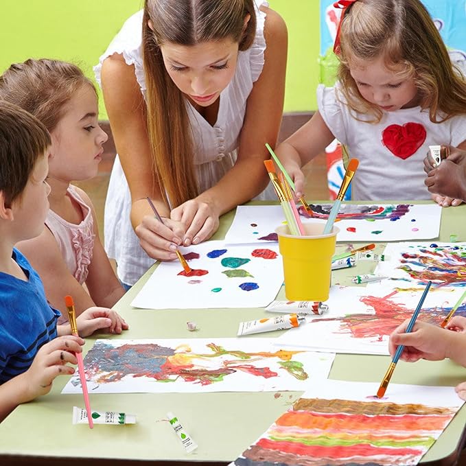 260 Pcs Art Painting Kit Supplies Set for Kids to Party - 20 Packs of 200 Brushes, 20 Wood Easels(8 * 12in), 20 Canvas Panels(8 * 10in) & 20 Palettes(5in), No Paint