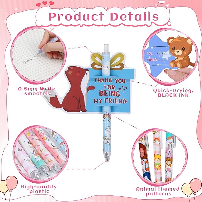 24 Pack Valentines Day Gifts for Kids, Valentine Cards for Kids Classroom School with Pens, Valentine Greeting Cards Bulk Goodie Bag for Boy Girl Valentine Party Favors Exchange Gift Class Prizes