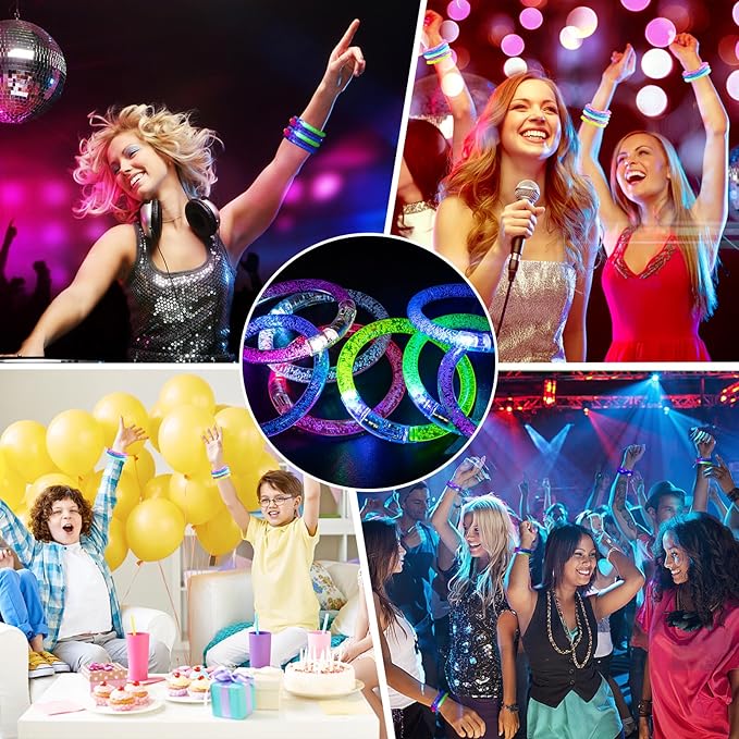 40 Pack Led Glow Sticks Bracelets,Glow in The Dark Bracelets,6 Colors LED Bracelets,Glow Bracelet for Kids and Adults,Light Up Bracelet Party Favors for Birthday,Carnival,Concert and Halloween