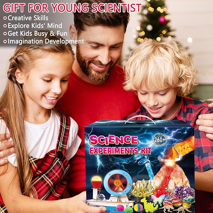 UNGLINGA 260+ Experiments Science Kits for Kids, S.T.E.M Science Projects, Chemistry Set, Christmas Birthday Toys Gifts Idea for Boys Girls, Dig Volcano Gemstones, Educational Scientist Set