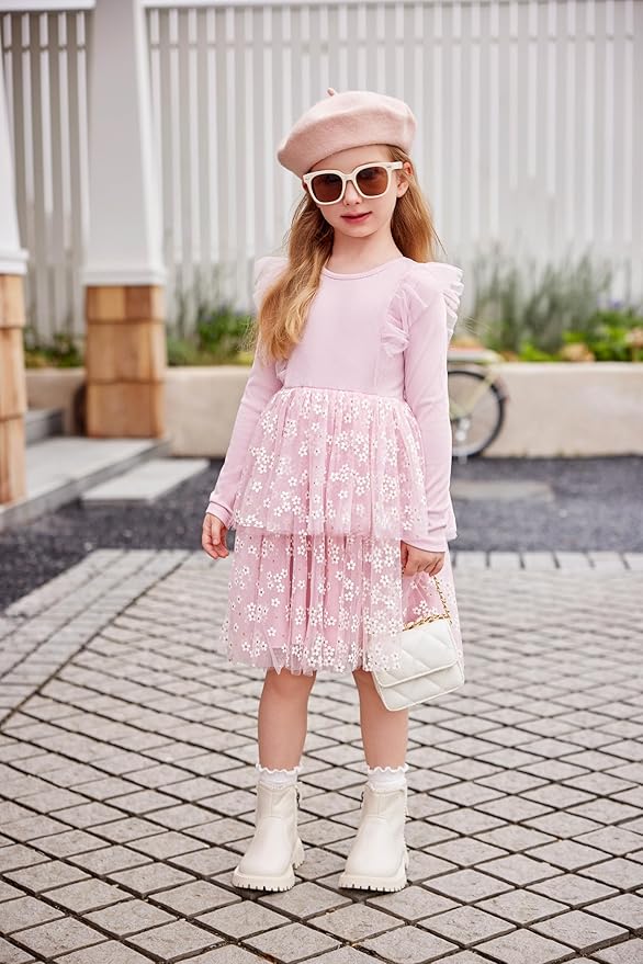 Arshiner Toddler Dress Baby Girls Tutu Tiered Formal Party Sequin Tulle Dresses Fall Winter Clothes for 1-6 Years