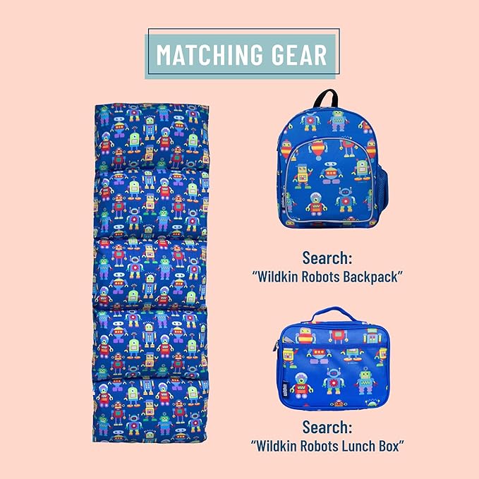 Wildkin Kids Floor Lounger: Ideal for Boys and Girls, Travel-Friendly, Perfect for Sleepovers - Pillow Lounger for Kids, Requires Standard Size Pillows Not Included (Robots)