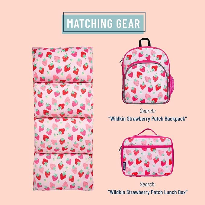 Wildkin Kids Floor Lounger: Ideal for Boys and Girls, Travel-Friendly, Perfect for Sleepovers - Pillow Lounger for Kids, Requires Standard Size Pillows Not Include (Strawberry Patch)