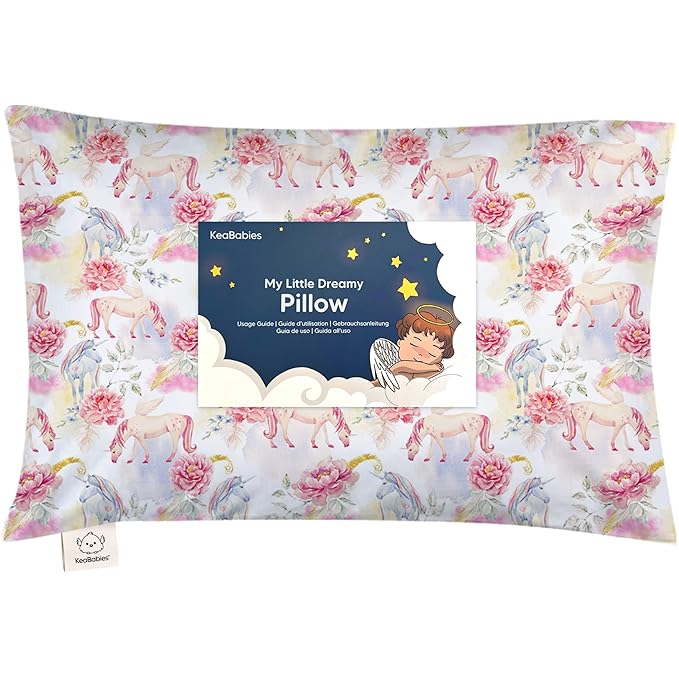 Toddler Pillow with Pillowcase - 13x18 My Little Dreamy Pillow, Organic Cotton Toddler Pillows for Sleeping, Kids Pillow, Travel Pillows, Mini Pillow, Nursery Pillow, Toddler Bed Pillow(Fantasy)