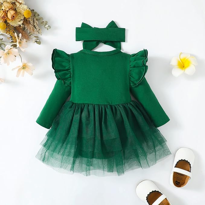 Baby Girl Ruffle Sleeve Romper Dress Outfit Newborn Princess Tulle Dresses Infant Jumpsuit Tutu Skirt Set Clothes