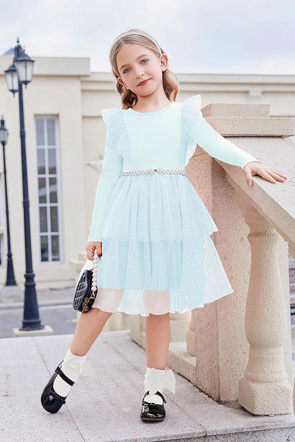Arshiner Toddler Dress Baby Girls Tutu Tiered Formal Party Sequin Tulle Dresses Fall Winter Clothes for 1-6 Years