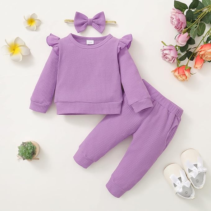 Mioglrie Baby Girl Clothes Infant Toddler Girls Fall Winter Outfits Sweatshirts Clothing Set 3 6 12 18 24 Month 2T 3T