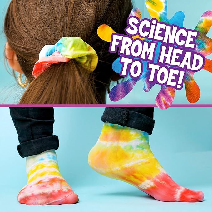 Thames & Kosmos Ooze Labs Rainbow Tie-Dye Lab STEM Experiment Activity Kit | Design & Make Your Own Tie-Dye Socks & Scrunchies | Explore The Science of Color Mixing & Dyeing | Great Party Activity