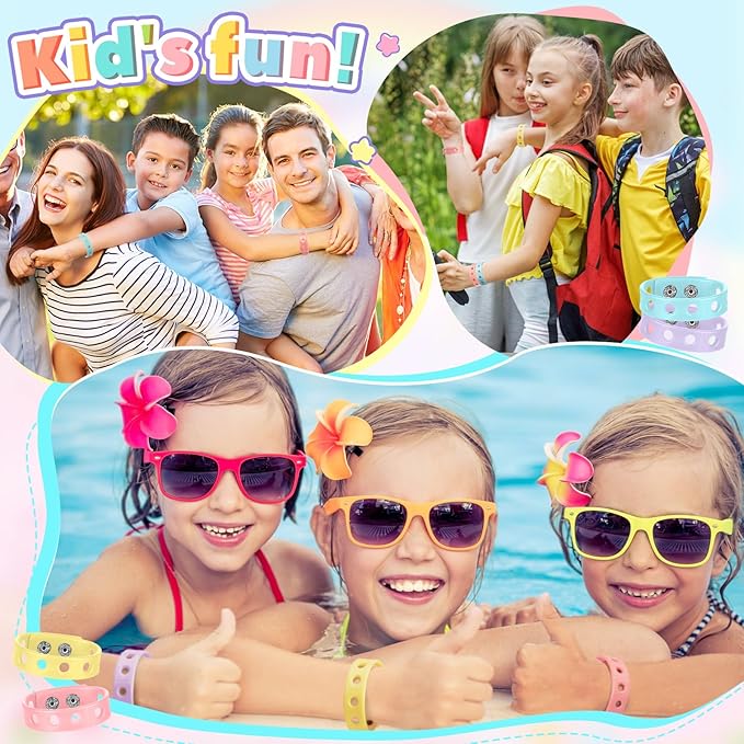 Aoriher 20 Pieces Silicone Charm Bracelets Kids Valentine's Day Silicone Wristband Gift Adjustable Rubber Bracelet with Holes for Shoe Charm First Day of School Party Favors(Macaron Color)