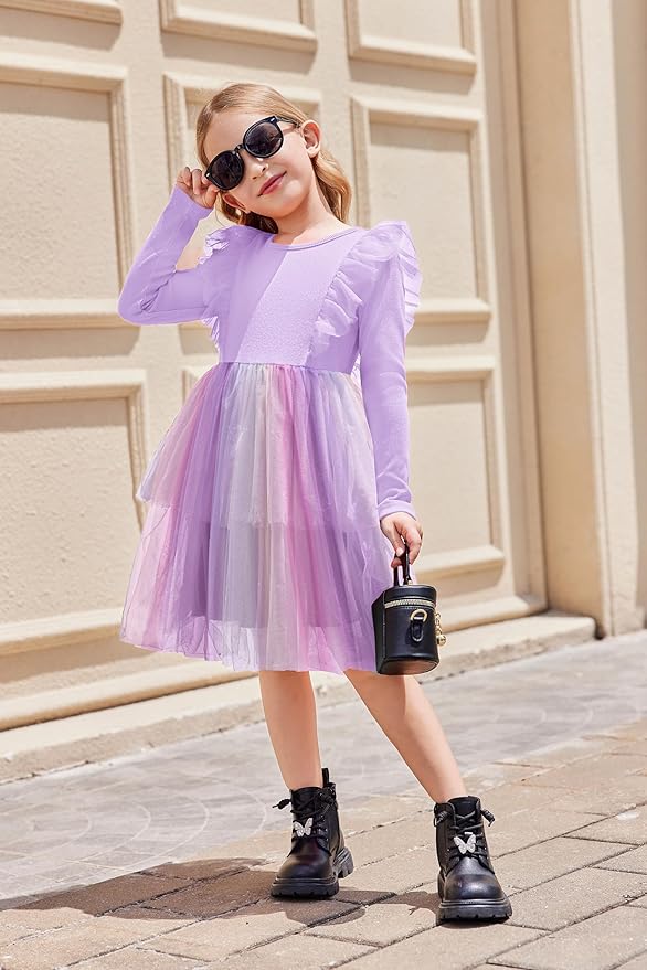 Arshiner Toddler Dress Baby Girls Tutu Tiered Formal Party Sequin Tulle Dresses Fall Winter Clothes for 1-6 Years
