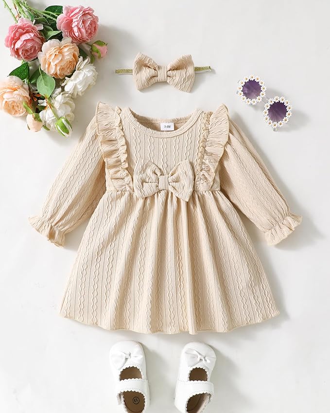 Mioglrie Baby Girl Dress Toddler Girls' Dresses 3 6 9 12 18 24 Months 2t 3t Girls Clothes Fall Winter Outfits