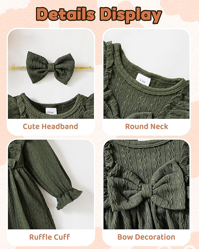 Mioglrie Baby Girl Dress Toddler Girls' Dresses 3 6 9 12 18 24 Months 2t 3t Girls Clothes Fall Winter Outfits