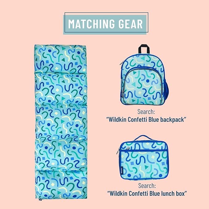 Wildkin Kids Microfiber Floor Lounger – Travel-Friendly, Sleepovers, Pillow Not Included - Confetti Blue