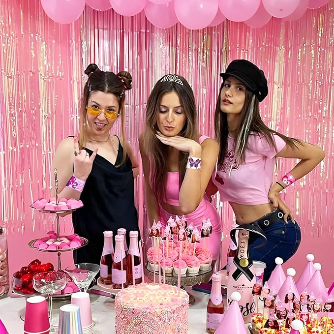 48PCS Y2k 2000s Pink Party Favors Slap Bracelets for Teen Girls, Y2k 2000s Wristbands Bracelets Goodie Bag Fillers Throwback Early 2000s Party Decor Y2k Retro Hip Hop Birthday Decorations Supplies