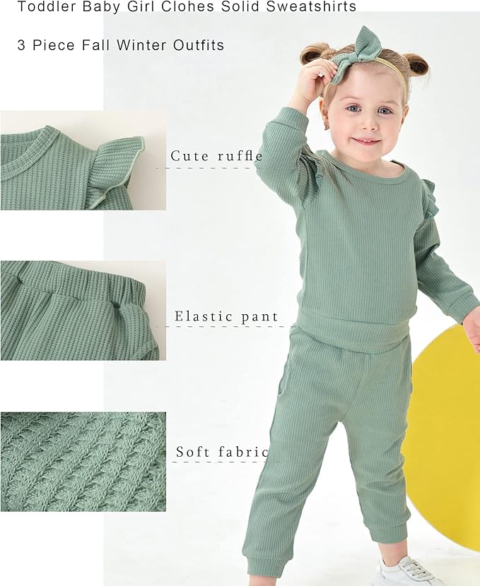 Mioglrie Baby Girl Clothes Infant Toddler Girls Fall Winter Outfits Sweatshirts Clothing Set 3 6 12 18 24 Month 2T 3T