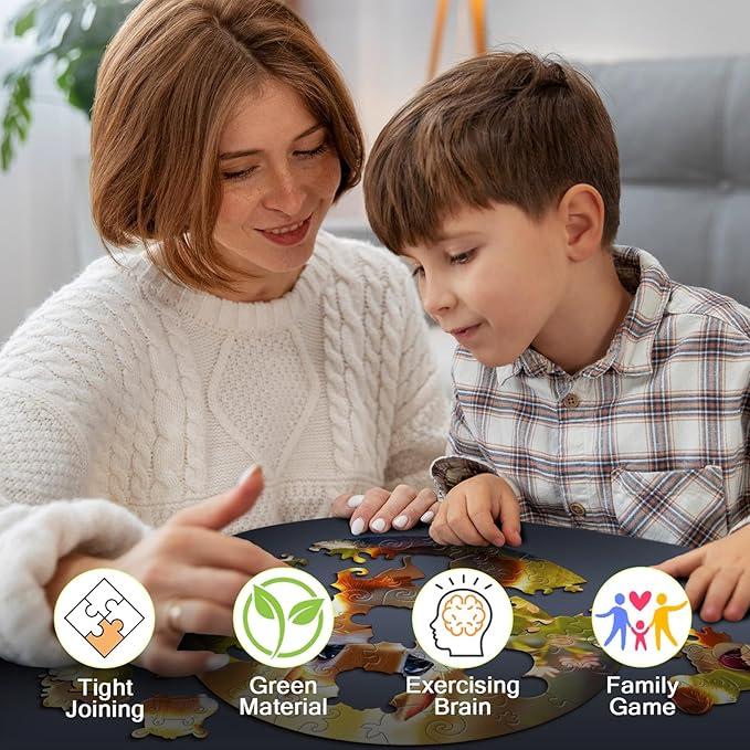 Wooden Jigsaw Puzzles for Kids Ages 4-6, 50 Piece Unique Shape Animal Theme Puzzle - Preschool Learning Educational Toys for Kids 3+, Valentines Day Easter Gifts for Kids Girls Boys (Squirrel)