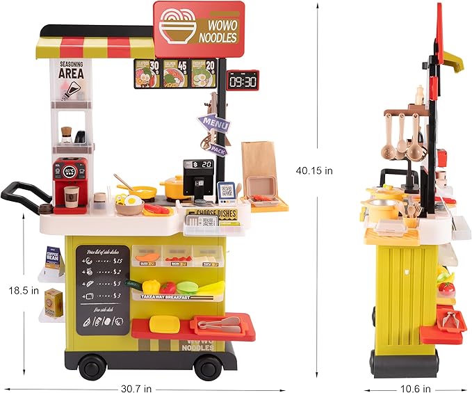 Kids Kitchen Play Set,Interactive Kids Kitchen Play Set with 88Pcs of Kitchen Toys,Realistic Sound Effects,and Simulated Functionality - Suitable for Toddlers (Yellow Kitchen Play Set)