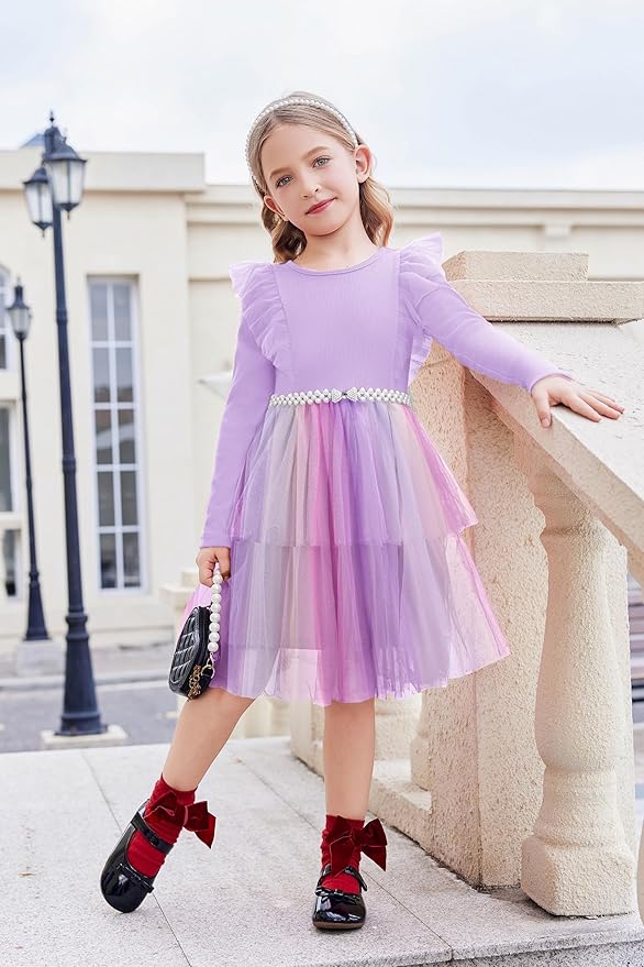 Arshiner Toddler Dress Baby Girls Tutu Tiered Formal Party Sequin Tulle Dresses Fall Winter Clothes for 1-6 Years