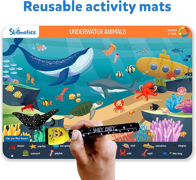 Skillmatics Preschool Learning Activity - Search and Find Animals, Educational Game, Reusable Toys, Travel, Gifts for Toddlers, Kids Ages 3, 4, 5, 6