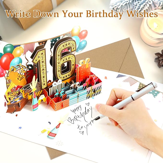 16th Birthday Card for Girls Boys, 3D Pop Up 16th Birthday Gifts Cards, Happy 16 Birthdays Decorations for 16 Year Old Son Daughter, Funny Back In 2009, Classy Vintage