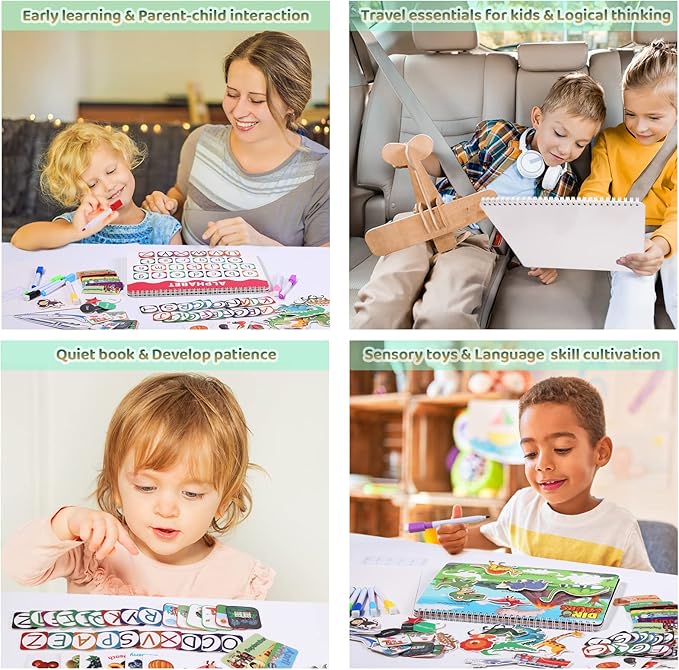 Montessori Busy Book for Toddler, Preschool Learning Activities & Educational Toys, 12 Themes Preschool Workbook Activity Binder, Autism Learning Materials and Travel Toys Books for 2 3 4 5 Year Olds