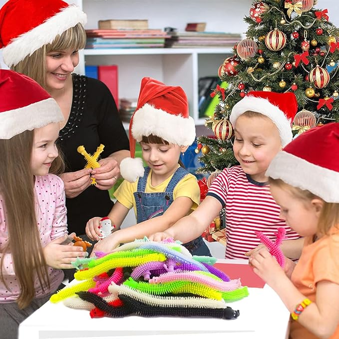 24 Pack Christmas Stretchy Strings Sensory Fidget Toys Pack with Santa Claus,Snowman,Elk,Great for Kids Students Stress Relief and Anti-Anxiety Toys Assortment Christmas Party Favors (Christmas)