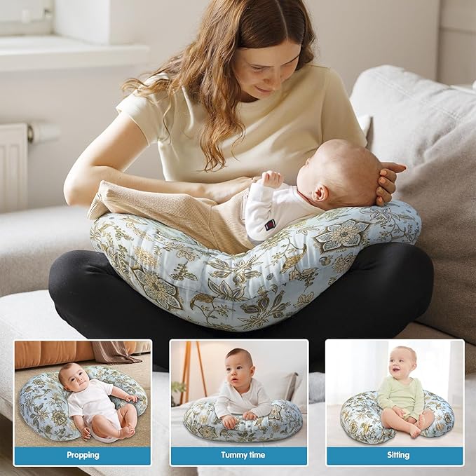 Nursing Pillow, Breastfeeding Pillows with Standard Size Removable Cover, Breast Feeding Pillow with Breathable Filling, Ergonomic Nursing Essentials for Bottle and Breastfeeding- Boho Garden…