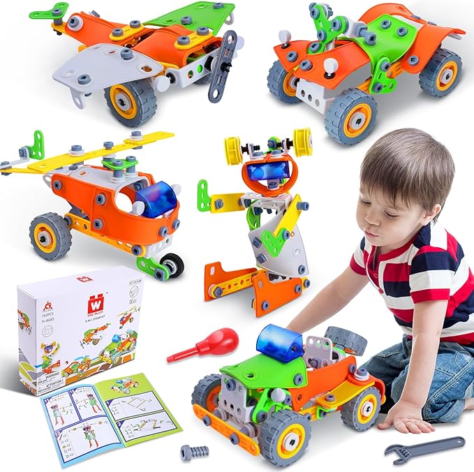 164 PCS STEM Toys, Educational Building Blocks Classroom Toys, Erector Set Building Toys for Kids Age 4-8 8-12, Toy Building Sets Learning Construction Toys Gifts for Boys Grils