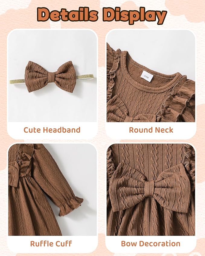Mioglrie Baby Girl Dress Toddler Girls' Dresses 3 6 9 12 18 24 Months 2t 3t Girls Clothes Fall Winter Outfits