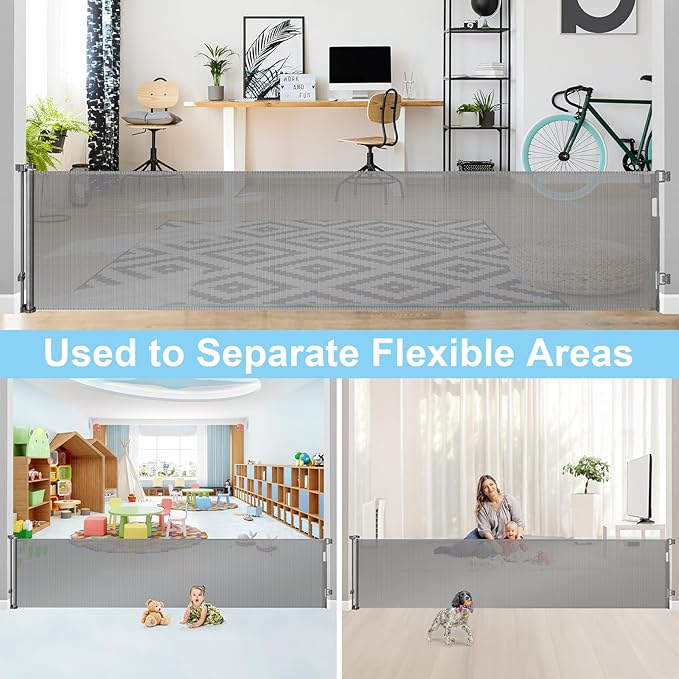 168 Inch Retractable Baby Gates Extra Wide Baby Gate Retractable Baby Gate Extra Long Baby Gates for Large Openings Extra Long Dog Gate for Large Opening Pet Gates for Dogs Extra Wide Outdoor Dog Gate