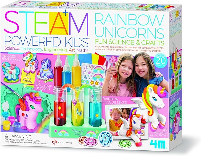 4M | STEAM Powered Kids | Rainbow Unicorns | Giant Unicorn Themed Arts and Crafts and STEM Projects Kit | Kids Ages 5+, Pink