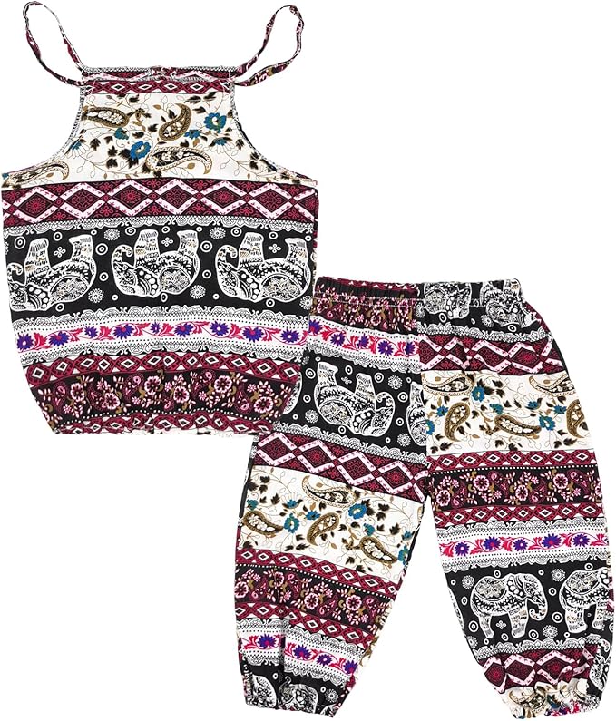 Baby Girls Boho Elephant Tops Harem Pants 2 Piece Outfits