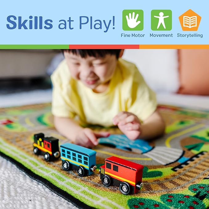 Melissa & Doug Wooden Magnetic Train Cars - 8 Piece Educational and Skill-Building Wooden Toy for Boys and Girls Magnetic Train, For Toddlers And Kids Ages 3+