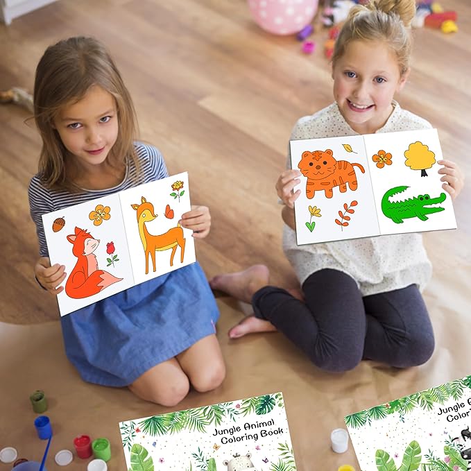 16 Pcs Jungle Animal Coloring Books Bulk Mini Coloring Books Bulk for Kids DIY Art Drawing Activity Book Set for Jungle Animals Theme Birthday Party Favor