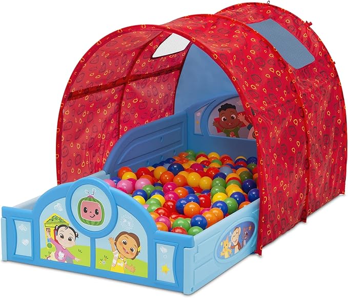 Delta Children - CoComelon Sleep and Play Toddler Bed with Tent, Blue