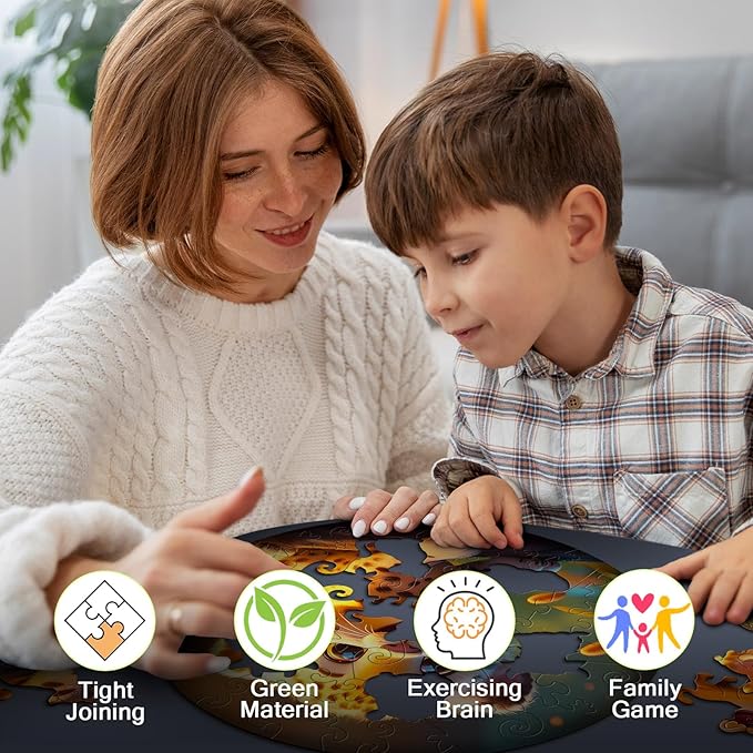 Wooden Jigsaw Puzzles for Kids Ages 4-6, 50 Piece Unique Shape Animal Theme Puzzle - Preschool Learning Educational Toys for Kids 3+, Valentines Day Birthday Easter Gifts for Kids Girls Boys (leopard)