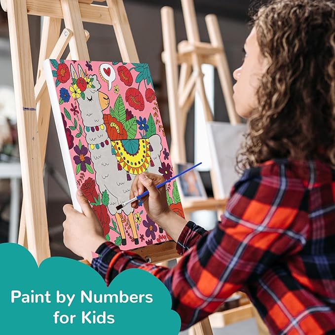 3 Pack Paint by Numbers for Kids Ages 8-12, Pre-Drawn Canvas Painting, Includes 8x10 inch Framed Canvas with 18 Acrylic Paints, 5 Brushes for Kids, Perfect Creative Gifts & Arts and Crafts for Kids