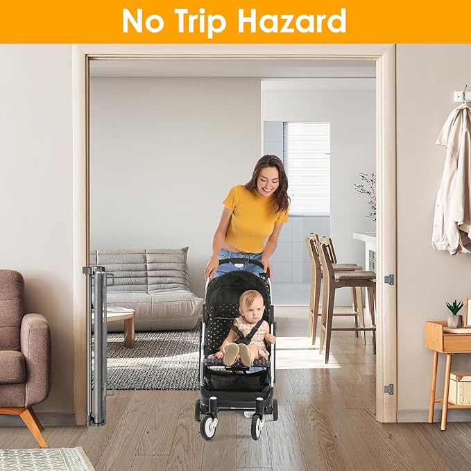 140 Inch Outdoor Retractable Gate for Dogs Extra Wide Baby Gate Retractable Dog Gates for Doorway Extra Wide Dog Gate for Large Openings Extra Wide Pet Gate for Stair Retractable Baby Gates for Stairs