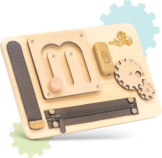 deMoca Montessori Busy Board for 1 Year Old, Sensory Airplane Toys for Toddlers 1-3, Plane Travel Toy with Educational Activities for 1 2 3 Year Old, Gift for Boys and Girls, Packaging May Vary