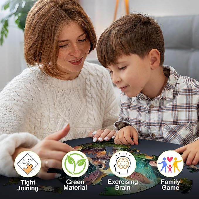Wooden Jigsaw Puzzles for Kids Ages 4-6, 50 Piece Unique Shape Animal Theme Puzzle - Preschool Learning Educational Toys for Kids 3+, Valentines Day Birthday Easter Gifts for Kids Girls Boys (rabbits)