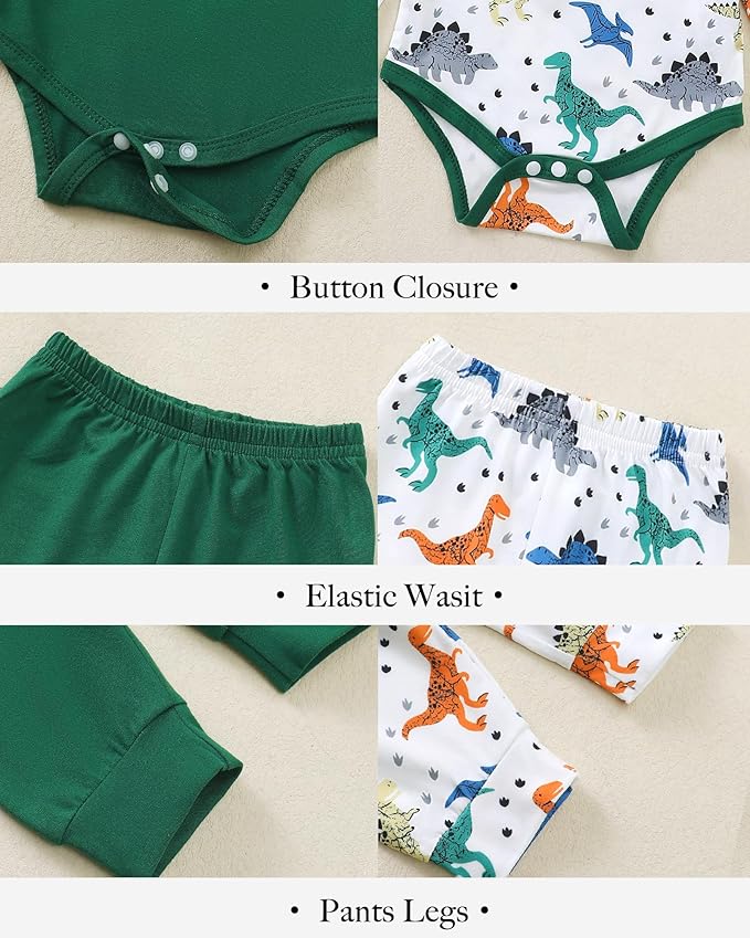 Newborn Baby Boy Clothes Infant Boys Outfits Romper 2-Pack Cute Baby Boy Pants Set Hat 0 3 6 9 12 18 Months