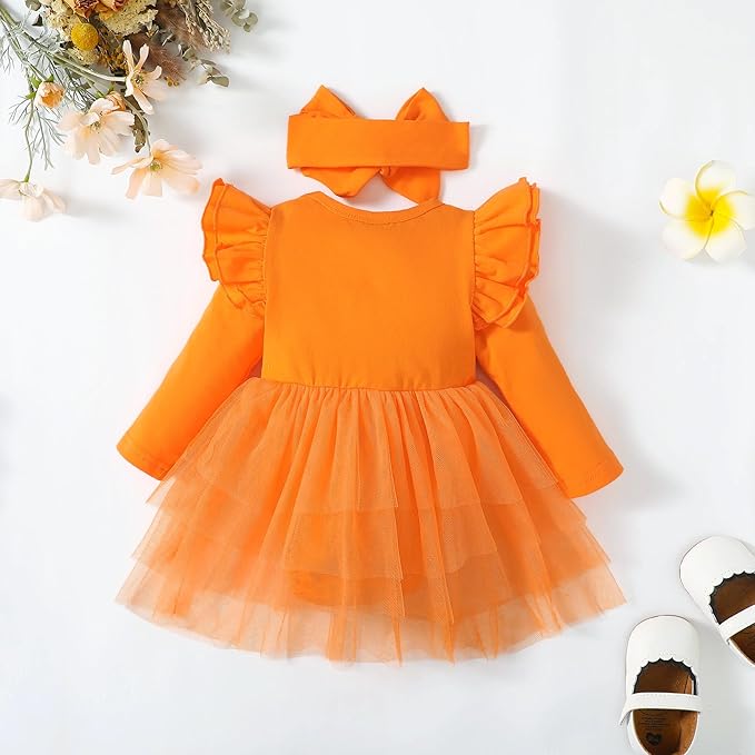 Baby Girl Ruffle Sleeve Romper Dress Outfit Newborn Princess Tulle Dresses Infant Jumpsuit Tutu Skirt Set Clothes