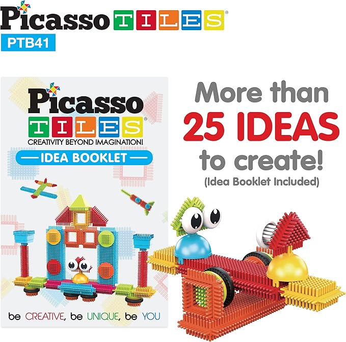 Picasso Toys 41pc Hedgehog Block Building Blocks Construction Toy Set w/IdeaBook Learning Playset None Magnetic STEM STEAM Educational Kit Child Brain Development Preschool Kindergarten PTB41