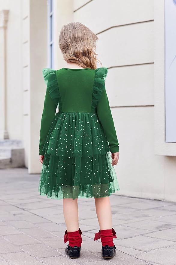 Arshiner Toddler Dress Baby Girls Tutu Tiered Formal Party Sequin Tulle Dresses Fall Winter Clothes for 1-6 Years