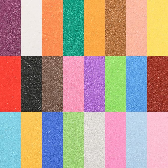 24 Pcs Art Sand, Assorted Colors Craft Sand Kit 1.25oz Bottles Sand Arts and Crafts Kit DIY Sand Painting Vase Glass Sand Scenic Sand Wedding Sand for Decorations Party Favors