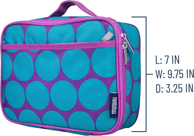 Wildkin Kids Insulated Lunch Box Bag for Boys & Girls, Reusable Kids Lunch Box is Perfect for Elementary, Ideal Size for Packing Hot or Cold Snacks for School & Travel Bento Bags (Big Dot Aqua)