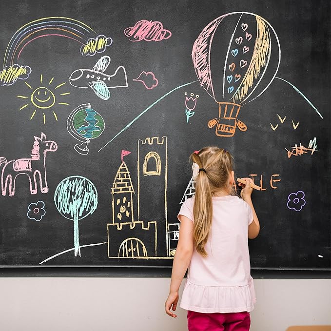 24 PCS Washable Sidewalk Chalks Set Non-Toxic Jumbo Chalk for Schools, Outdoor Art Play, Paint on Chalkboard, Blackboard and Playground (6 Colors))