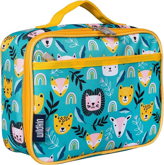 Wildkin Kids Insulated Lunch Box Bag for Boys & Girls, Reusable Kids Lunch Box is Perfect for Early Elementary Daycare School Travel, Ideal for Hot or Cold Snacks & Bento Boxes (Party Animals)