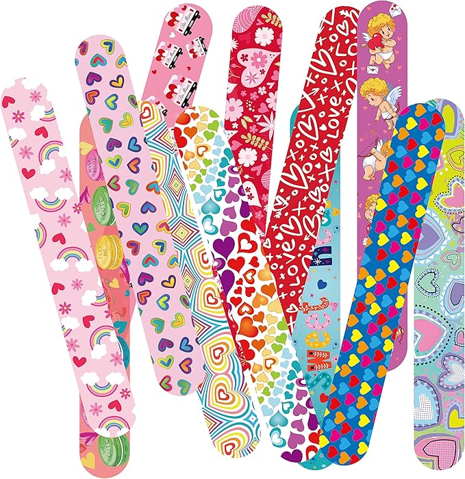 48 Pcs Valentine Slap Bracelets for Kids Valentines Day Slap Bracelets Bulk for Boys and Girls Colorful Hearts and Animal Bracelets for Party Favors Supplies Classroom Prizes Exchanging Gifts