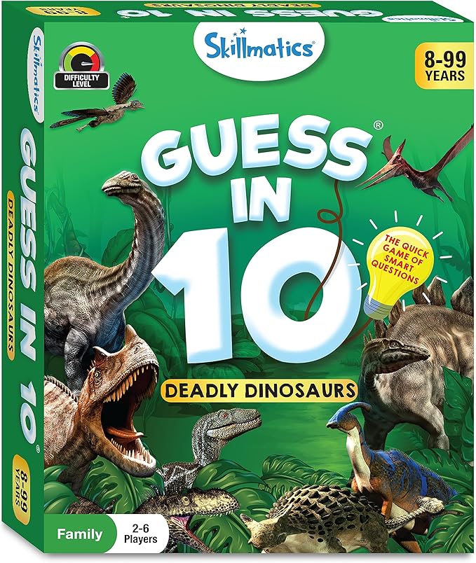 Skillmatics Card Game - Guess in 10 Dinosaurs, Perfect for Boys, Girls, Kids, and Families Who Love Toys, Travel Games, Gifts for Ages 8, 9, 10 & Up